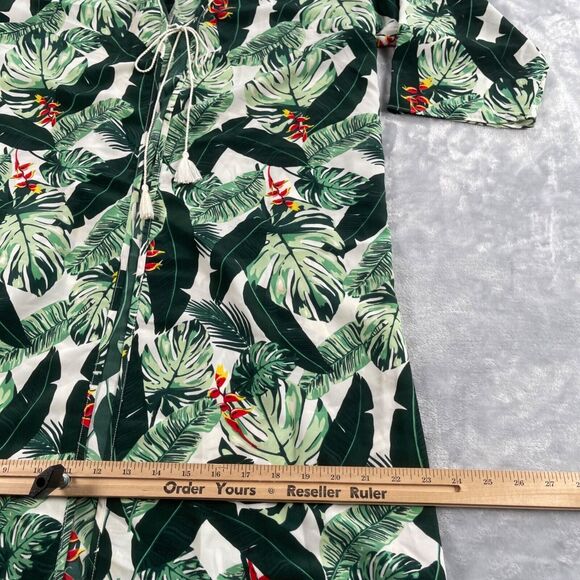 Rachel Zoe Duster Hawaiian Palm Print Kimono Tassel Tie Open Front Swim Cover Up - Picture 7 of 15